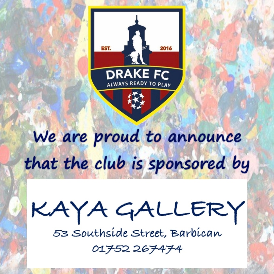 Drake FC is proud to announce our new club sponsor <a href="/kayagalleryltd/">Kaya Gallery</a>
They will be sponsoring the entire club's home kits for the next two seasons. A massive thanks from all at Drake FC.