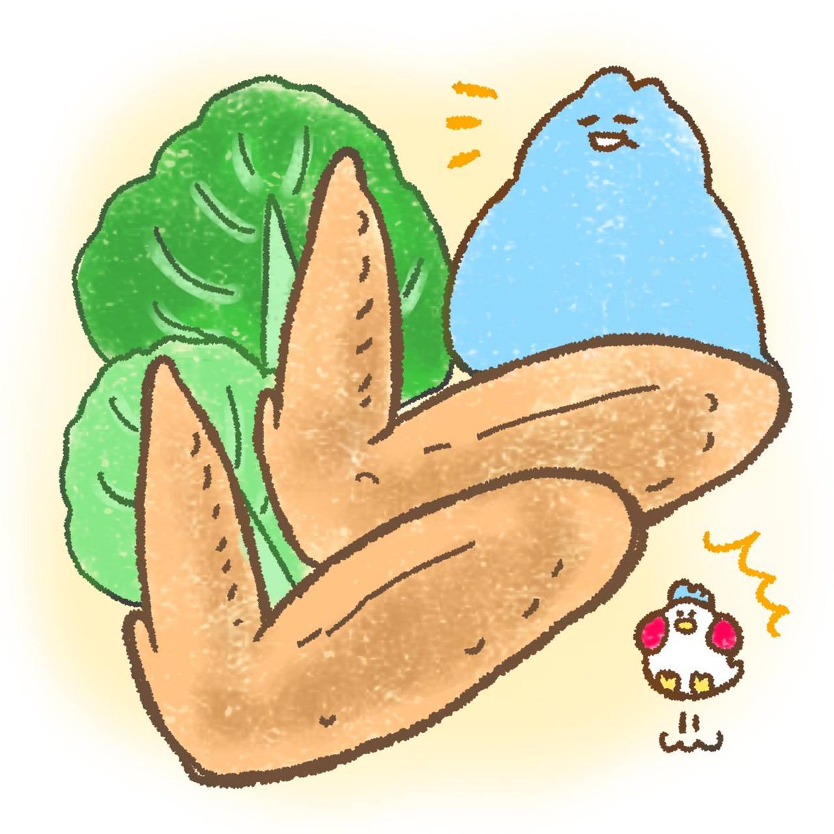 太りすぎたびわこ 6月14日は 手羽先の日 美味しそうだなぁ 今日は何の日 手羽先の日 手羽先記念日 太りすぎたびわこ ゆるいイラスト ゆるキャラ