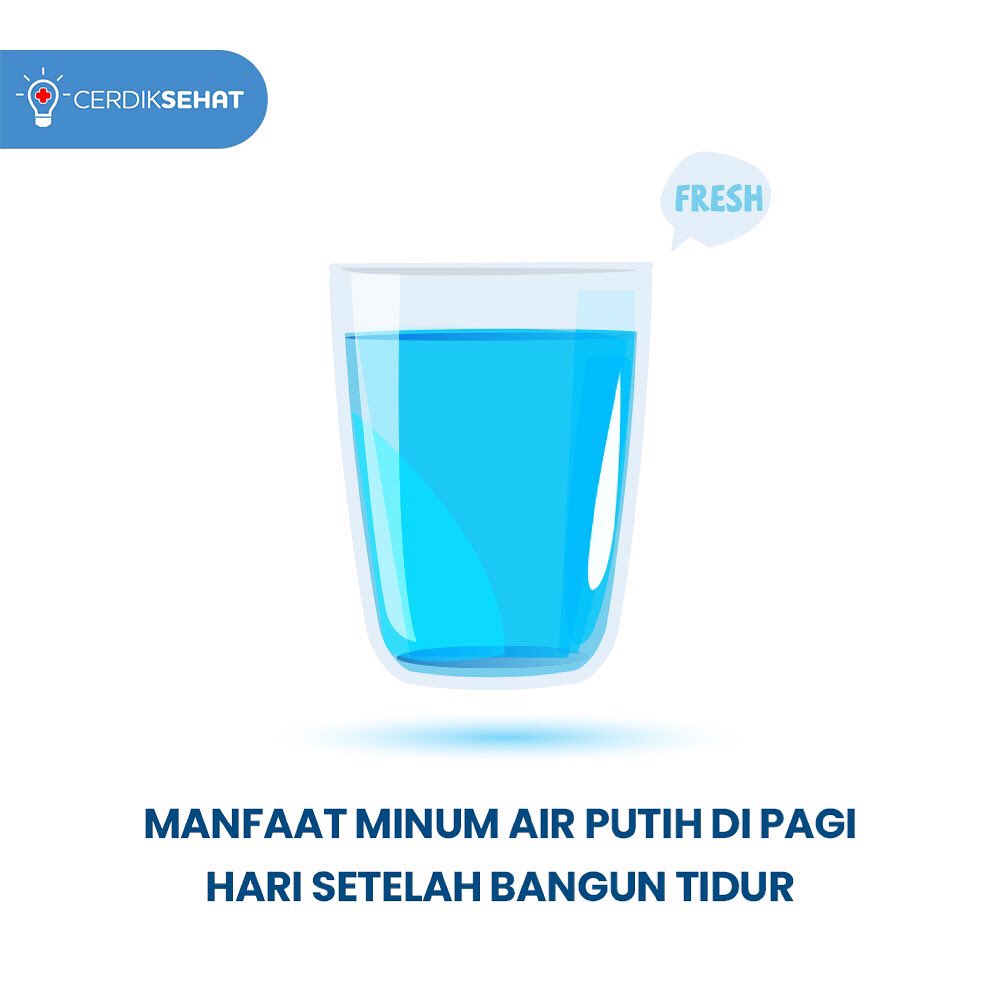 cerdiksehat's tweet photo. Manfaat meminum air putih di pagi hari:

1. Menghidrasi tubuh
2. Mengatasi kelelahan di pagi hari
3. Membantu metabolisme tubuh
4. Membersihkan racun dalam tubuh
5. Menjaga kesehatan pencernaan
6. Menyehatkan kulit

#GenSehat #GenerasiCerdik #CerdikSehat #TubuhSehat #TipsSehat https://t.co/UVXOJ8911T