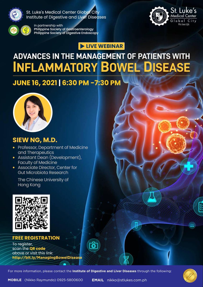 carlosfrncscomd's tweet photo. There is still time to register! Live Webinar with Prof. @Siew_C_Ng on the Advances in the Management of Patients with IBD. June 16, 6:30 PM Philippine time 🇵🇭  You can register through this link: https://t.co/YSXGPxESUd #GITwitterPH @PhilSocGastro @psdeweb @CUHKGI @CUHKMedicine https://t.co/0KNvQi0f1l