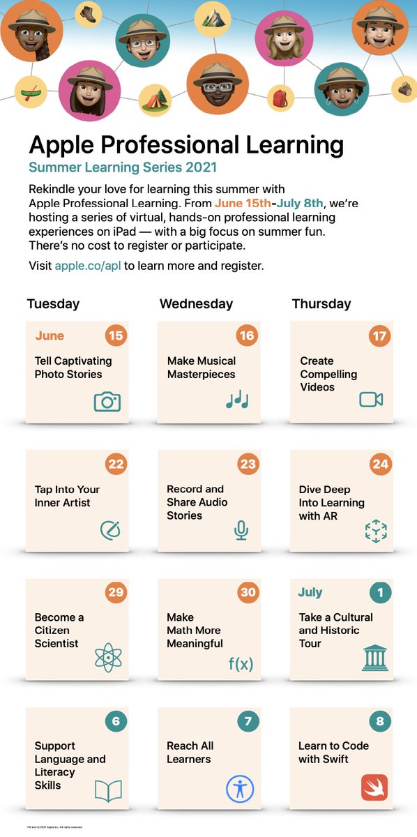 Join us for a fun summer line up of hands-on Apple Professional Learning Virtual Conferences, all available at no-cost. Visit apple.co/apl to learn more and register. <a href="/AppleEDU/">Apple Education</a> #LearningWithApple
