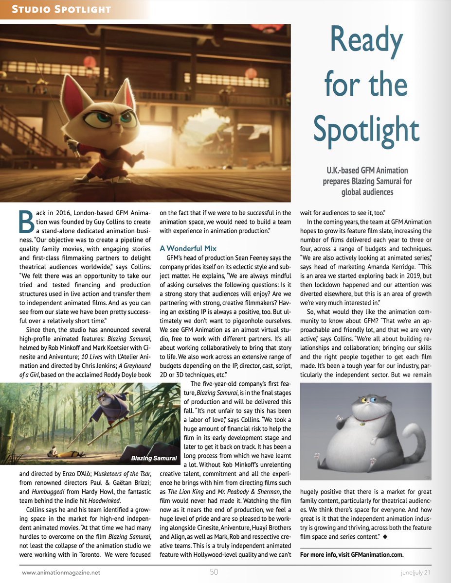 gfmanimation's tweet image. We're delighted to have been profiled by @animag ahead of this week's @annecyfestival !