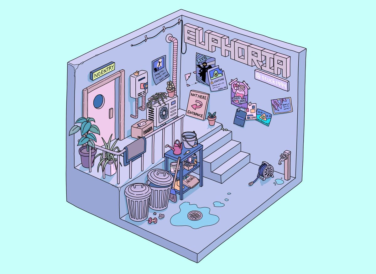 stuck1994's tweet photo. 植物屋さんの裏口
昼と夜
#artwork
#illustration
#LovelyClutter
#イラスト https://t.co/HJ6NCsjgSa