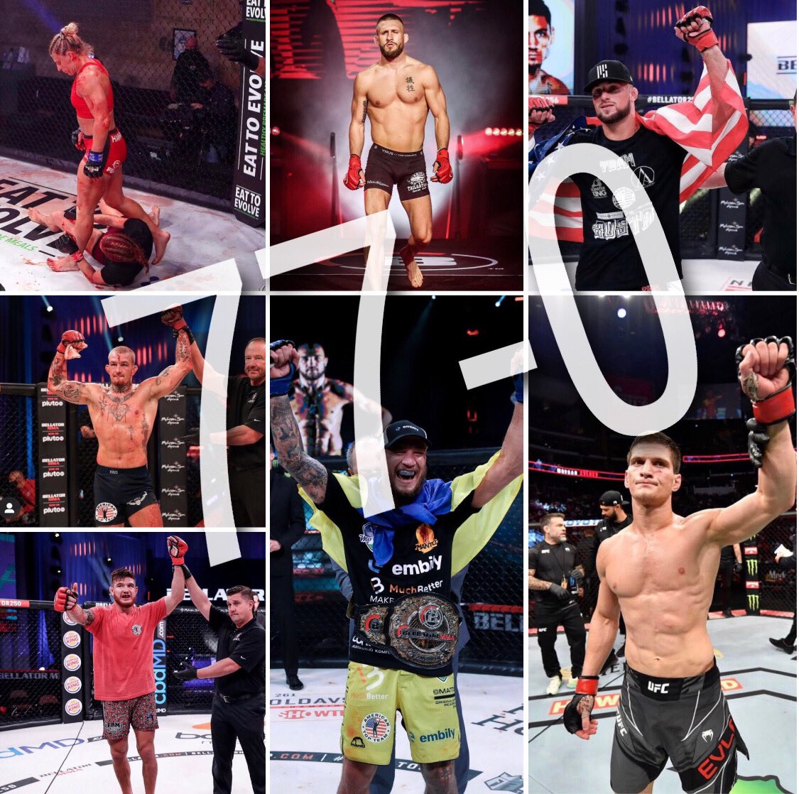 Next gen stat 7️⃣7️⃣-0️⃣ Futures bright! ↗️ @YaroslavAmosov @MovsarUFC @austinv170mma @JohnnyEblen @KaylaH @DaltonRosta @codylaw_160 #americantopteam #Bellator #ufc #pfl #mma #fighters #prospects #champs #attnation #grappling #striking #mma #teammates #proteam