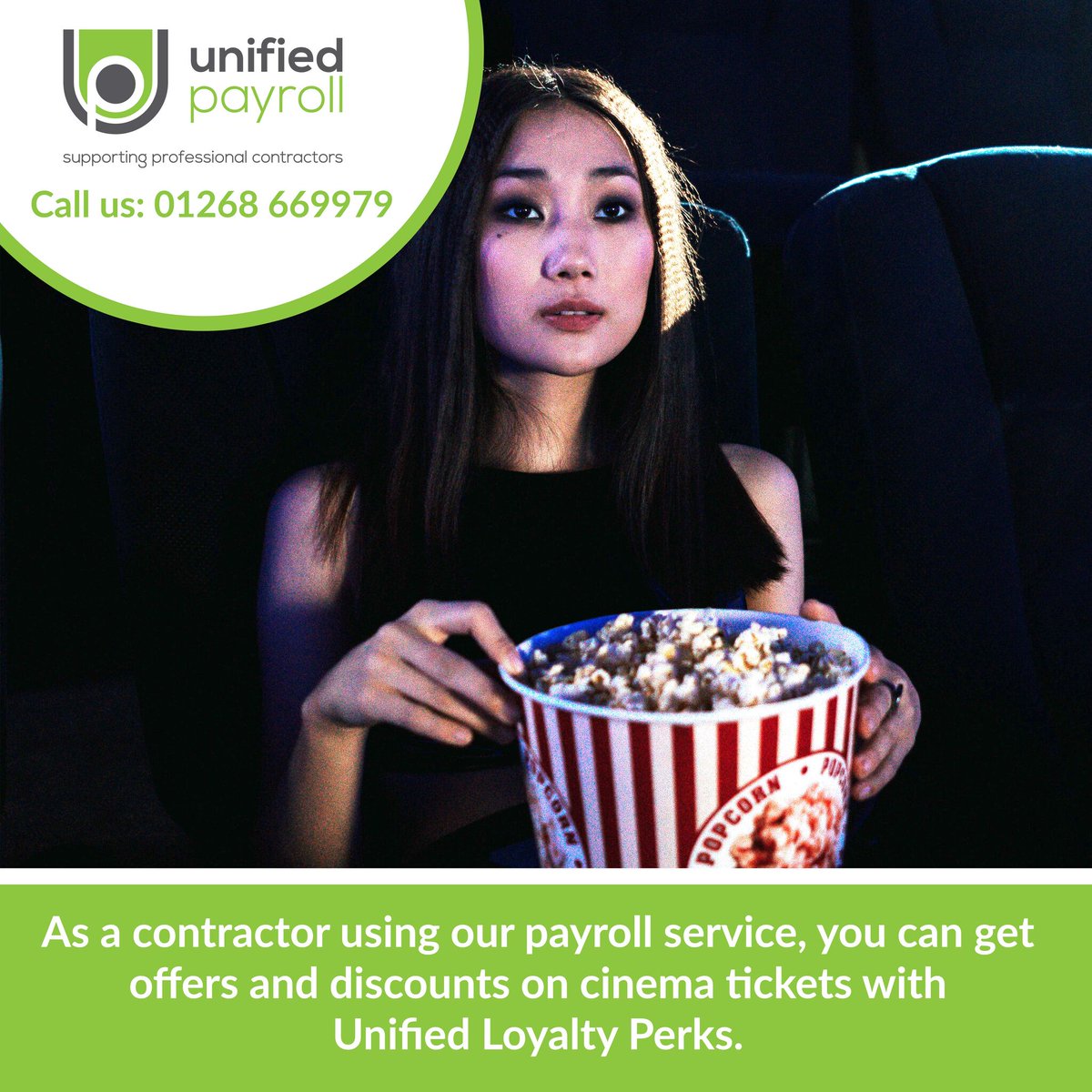 Unified Loyalty Perks allows contractors who use our service to save money on cinema tickets with exclusive discounts and offers. Find out more about Unified Loyalty Perks: bit.ly/33yLRBH

 #unifiedloyaltyperks #unifiedpayroll #cinema #cineworld #vue #odean #contractors