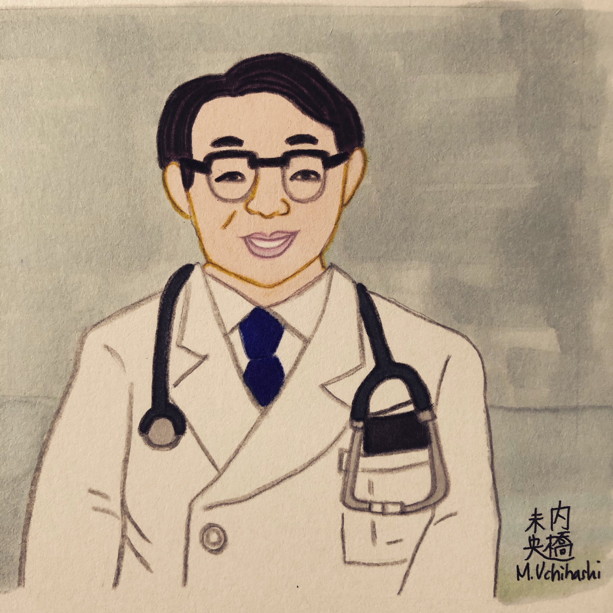内橋未央 お仕事 医者 Illustration イラスト Illustrator イラストレーター Design デザイン Drawing 手描き Artwork アートワーク Retro Nostalgic レトロ Showa 昭和 Everydaylife 日常生活 Japan 日本 Man おじさん Job Work