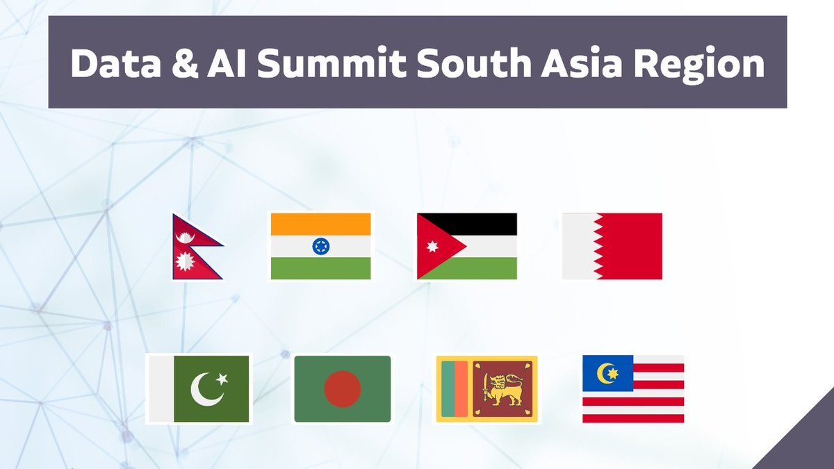 DataWomenNP's tweet photo. Proud to present our participating countries from South Asia Region in the virtual Data and AI Summit 2021.

We would like to welcome audiences from all over South Asia and you are invited to participate in the session. https://t.co/Bz6nadjGBt