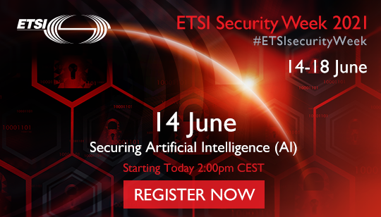 ETSI_STANDARDS's tweet photo. And it begins! Welcome to #ETSISecurityWeek 2021 - join us here!
Register: https://t.co/jWmMRw5IP2 https://t.co/M68ZfL1b6a