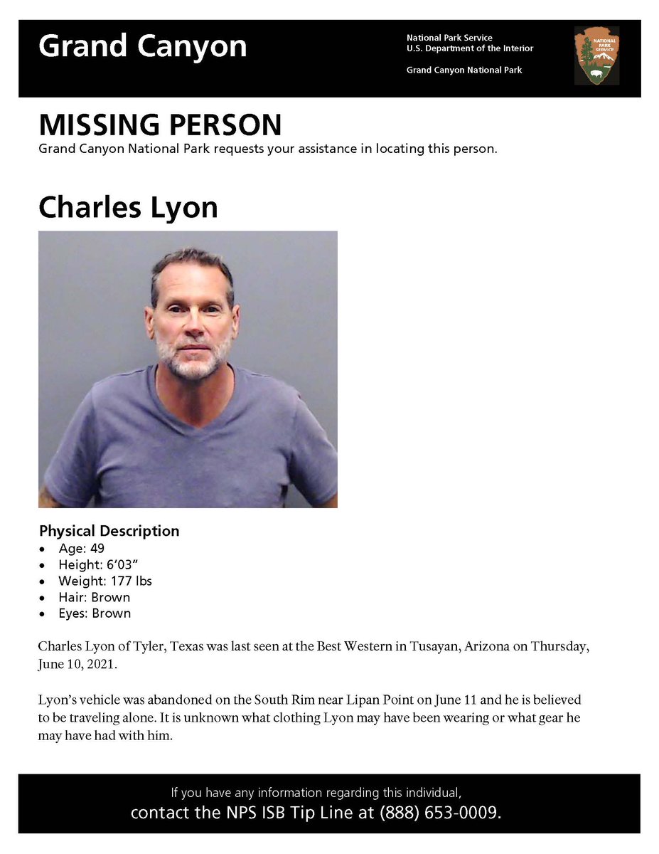 Missing person flyer for Charles LYON of Tyler, Texas
NPS File