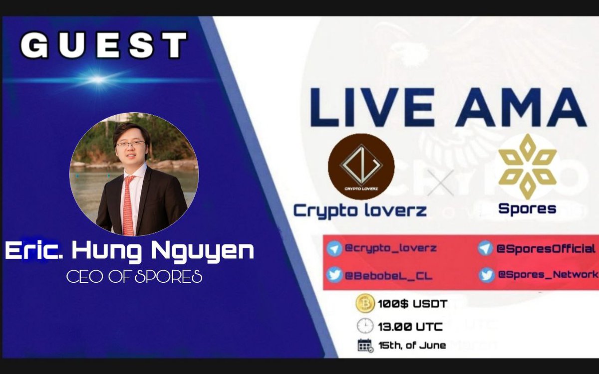 AME_PAY's tweet photo. 🔊New #AMA with #Spores_Network
⏰ Date : June 15th , 13:00 UTC
✴️Rewards: 100 USDT
⚠️ Requirements :
🔶Follow @BebobeL_CL & @Spores_Network
🔶Ask a question
🔶Tag 3 friends
🔶Join https://t.co/aj3Svug4St
🔶Join https://t.co/8QLMzpejSb
⚠️do not copy from the others https://t.co/axNUGUe0RT