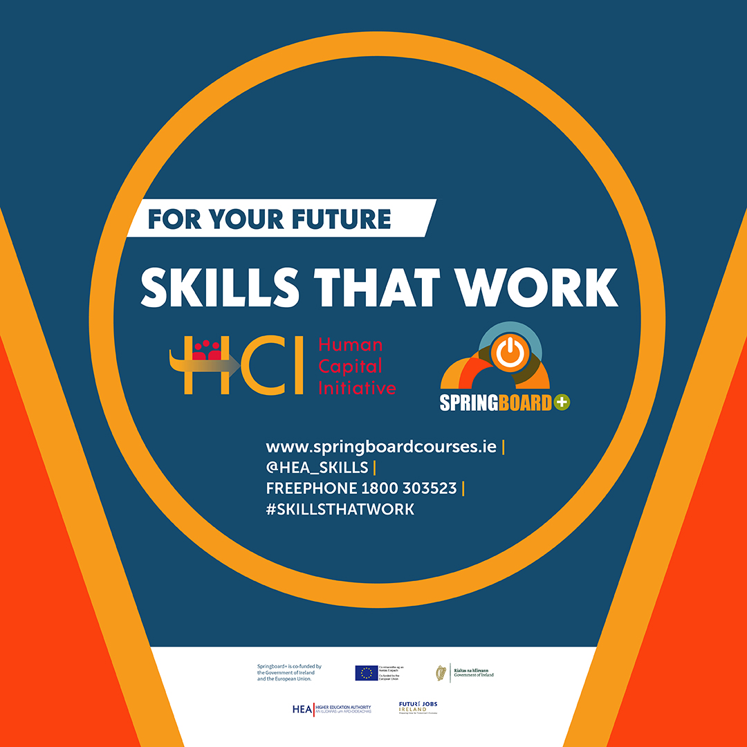 If you want to apply for a #SpringboardPlus or #HCIPillar1 course this year, full details are now available at springboardcourses.ie  

📅Applications open on Wednesday 16 June
☎️Our helpline will also be back for guidance &amp; advice: 1800 303523

#SkillsThatWork
