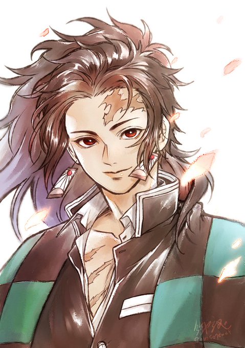 御小夜さんがTwitterに投稿した竈門炭治郎(鬼滅の刃)のイラスト。