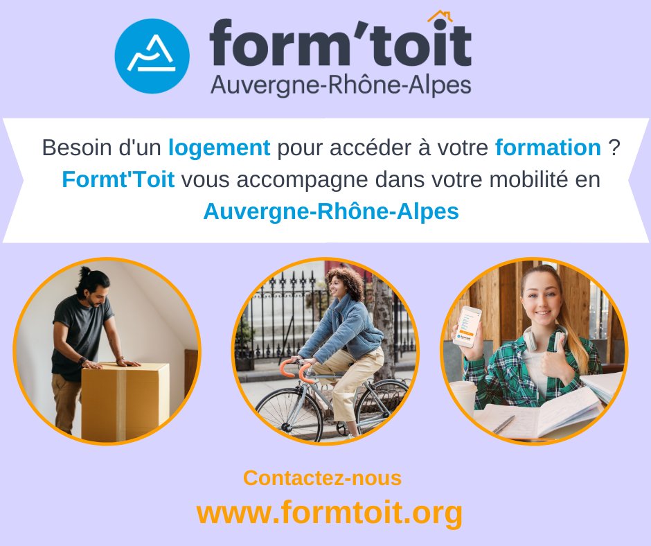 FormToit's tweet photo. �� La rentré approche et vous avez besoin d'un logement pour accéder à une formation ?🤔
@FormToit  vous accompagne gratuitement dans votre recherche d’hébergement, de mobilité et de garde d’enfant en Région Auvergne-Rhône-Alpes 🏡🥳

Contactez-nous sur : https://t.co/YJNkYuVPOL https://t.co/2A6qUyP5lh