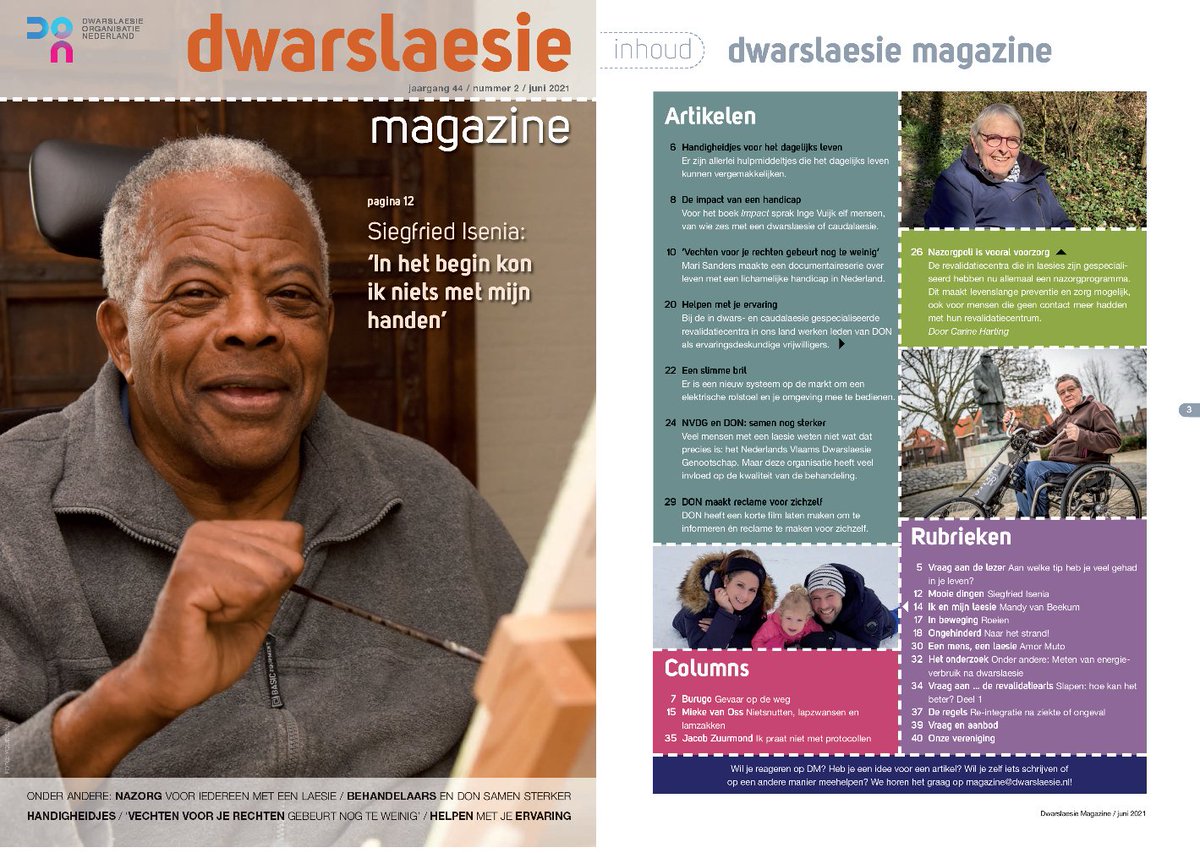 Juninummer Dwarslaesie Magazine
DM verschijnt 4x per jaar en is gratis voor DON leden.
#dwarslaesie #cauda #laesie