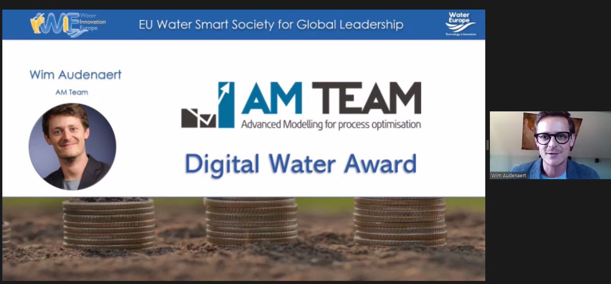 We won the Water Europe Innovation Award!!! 🏆🇪🇺 For 4 years we have been working on this bunch of equations!! Now we can predict micropollutants in real time!!  #WIE2021 #WaterSmartSociety