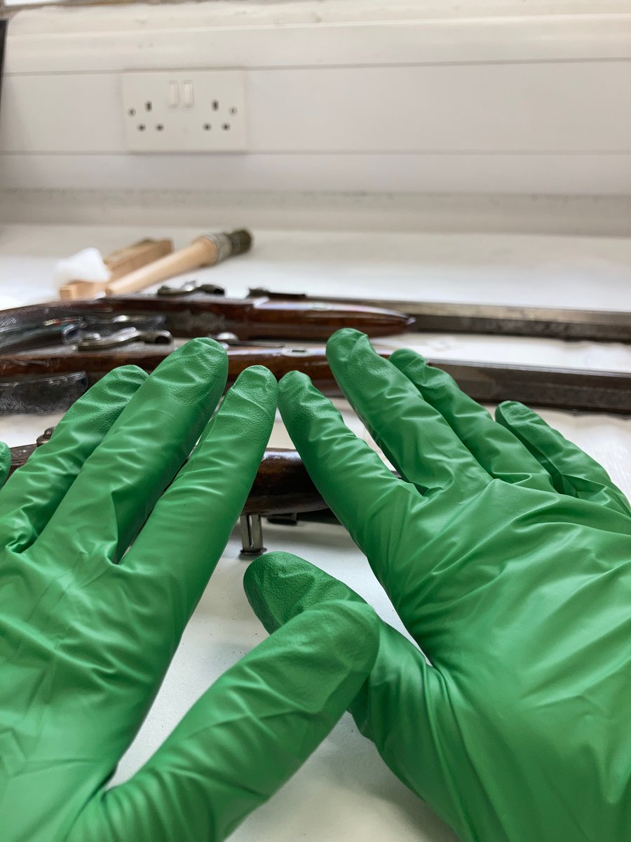 LaurenDPiper's tweet photo. Really excited to try these biodegradable nitrile gloves from @turnaroundearth in the conservation studio @Royal_Armouries https://t.co/63ifYgo8HW