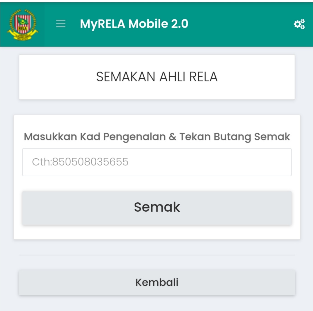 Rela semak ahli MyRELA:SEMAKAN STATUS