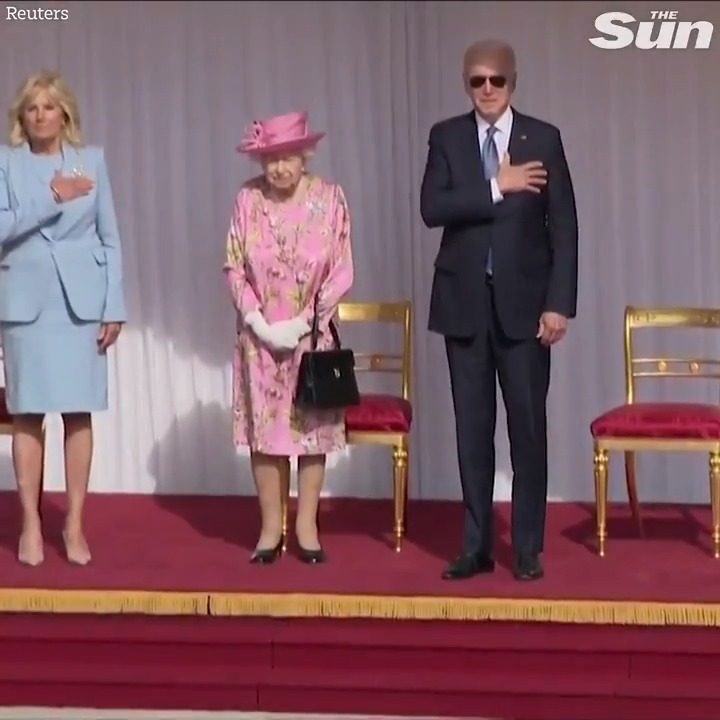 The Queen welcomes Joe and Jill Biden to Windsor Castle for tea and guard of honour