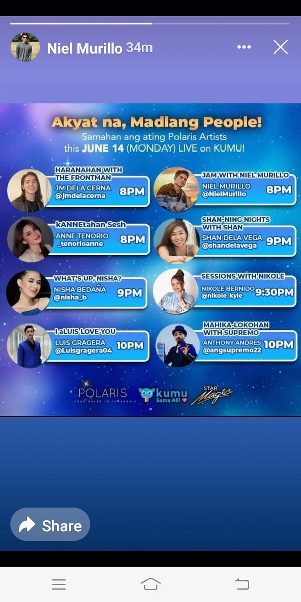 DirectioNiel_LC's tweet photo. From the facebook story of @boyband_nielm. 

Superfans, abangan na po nating lahat mamayang 8:00PM ang POLARIS, KUMU LIVE ni kuya NIEL! 😎🤗❤

#Nielmurillo #DirectioNiel #BoybandPH #TeamNiel https://t.co/zaVLI9EKMt
