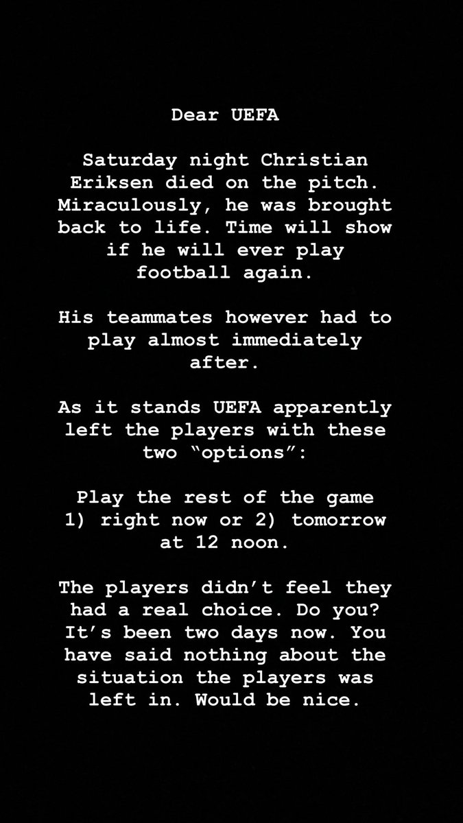 On <a href="/ChrisEriksen8/">Christian Eriksen</a> and <a href="/UEFA/">UEFA</a>. #EURO2020 #EURO2020 🙏🏼⚽️