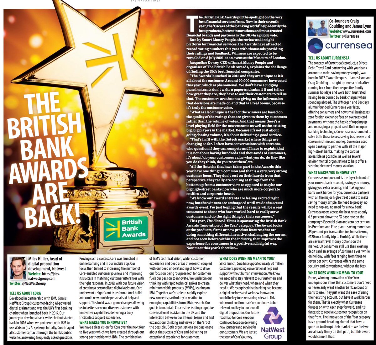 We are excited to be sponsoring the '#Innovation of the Year'-<a href="/BritBankAwards/">British Bank Awards</a>  <a href="/SmartMoneyPPL/">Smart Money People</a> 

Now meet the shortlist
⭐ <a href="/NatWestGroup/">NatWest Group</a> <a href="/Mileshillier/">Miles Hillier</a> 
⭐<a href="/Currensea/">Currensea</a> 
⭐@WombatInvest <a href="/KaneLHarrison/">Kane Harrison</a> 
⭐<a href="/SnoopApp/">Snoop</a> <a href="/gadhiaj/">Jayne-Anne Gadhia</a> 
⭐<a href="/ZigluMoney/">Ziglu</a> <a href="/markhippo/">Mark Hipperson</a> 

Read more: issuu.com/fintechtimes/d…