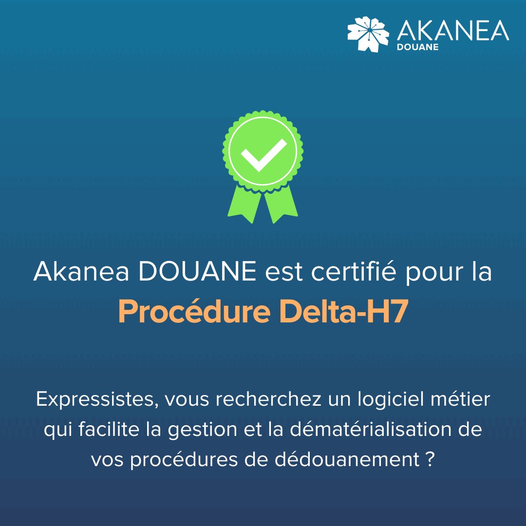 AkaneaDev's tweet photo. [Certification 🥇]

Bonne nouvelle ! Akanea #Douane est désormais certifié sur la procédure Delta-H7 !
👉 Expressistes et importateurs à forte volumétrie, vous recherchez un logiciel qui facilite la gestion et la dématérialisation de vos procédures ?

➡️ https://t.co/LMSEP1iJc5 https://t.co/pd6zrzoNwr