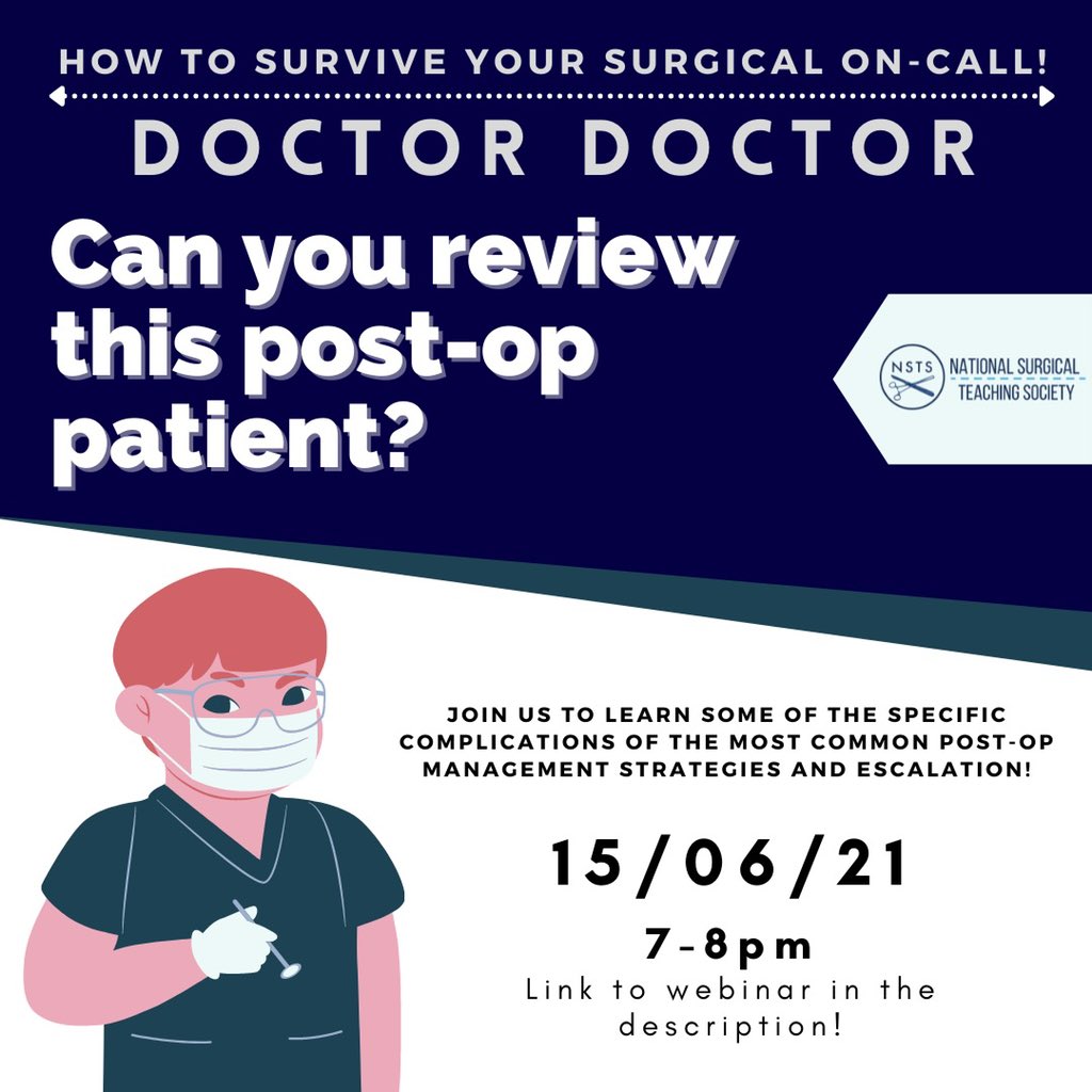 👉Want to become more confident dealing with common post-op complications, management strategies and escalation?

🗓 Join us tomorrow at 7pm for ‘Doctor Doctor, Can You Review this Post-Op Patient?’

👇Webinar link below👇 

🔗us02web.zoom.us/j/84666005022