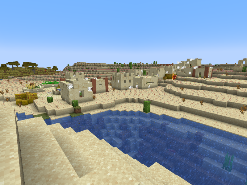 大魔神くりむぞん V Twitter 海底遺跡が隣り合わせにあったせいで大量発生したドラウンド やっと砂漠バイオーム見つけたと思ったらビリジャー砦を見つけて大量の矢が刺さる でも最大3つまでしかハート減ってない のと村ないかなーって探してたら廃村だったｗ レアな