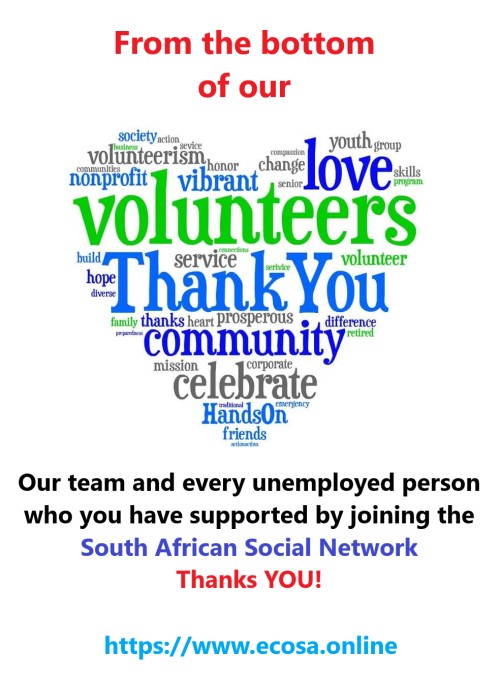 Ecosa_Web's tweet photo. Thank you to those who have opened and are active on the South African Social Network.

Do you care enough like the other citizens within South Africa, who are supporting local entrepreneurs?

https://t.co/IePAtAOzUs https://t.co/cNEtrcUPdX