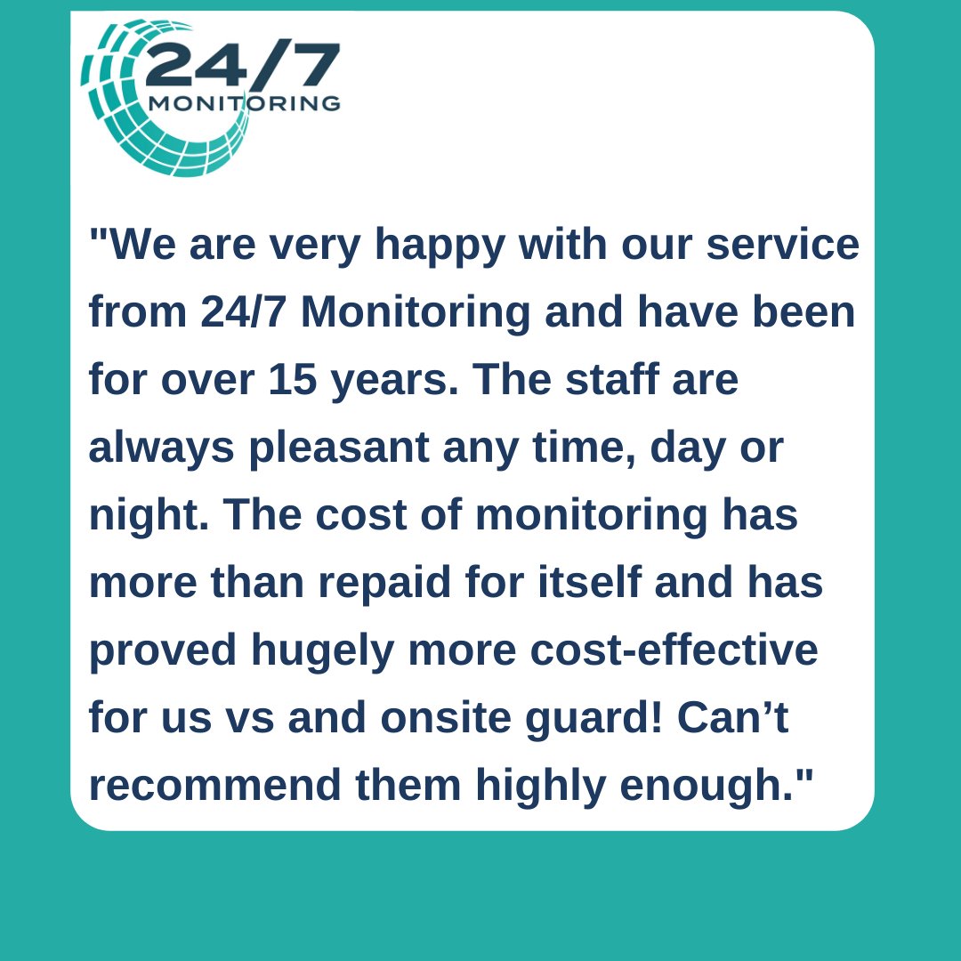 247_monitoring's tweet photo. The 24/7 Monitoring Team are proud to receive this testimonial from one of our long-standing clients whom we monitor security systems for at their commercial and residential properties. #MonitoringServices #CommercialMonitoring #CCTVmonitoring #SurveillanceMonitoring #Alarm https://t.co/rDIrirRWsd