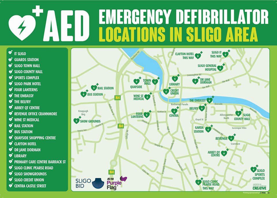 jameslawlor00's tweet image. After the events of the weekend, thought I’d throw up the Sligo AED locations. Really showed me how important they really were after #Eriksen. Glad I was able to produce these maps a few years back. Share away and make sure you know where they are!