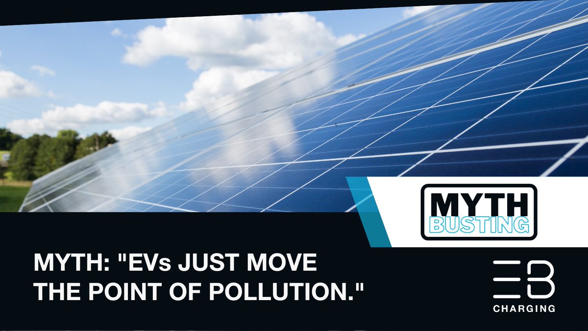 blinkchargingUK's tweet photo. Today's #MythBustingMonday: “EVs just move the point of pollution.”
 
In fact, #EVs can be 2-3 times more efficient than a petrol car if you're running it on renewable energy.

This myth comes from the least energy-efficient EV, which is fully dependent on fossil fuel energy. https://t.co/dZIL40Myws