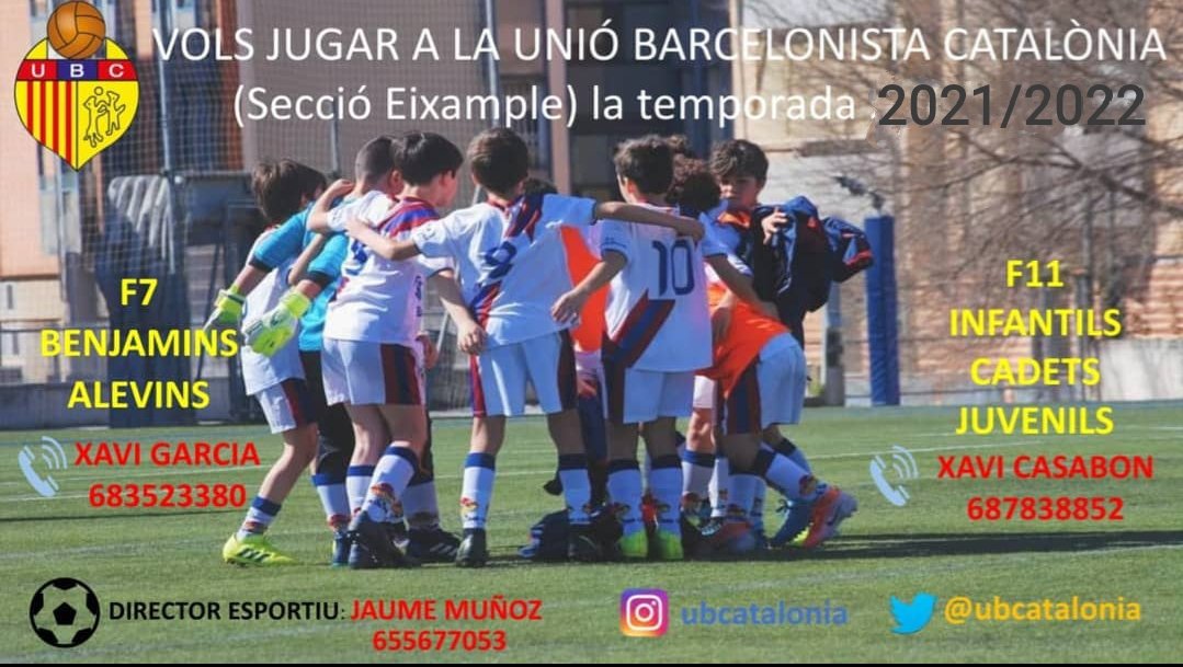 CataloniaUB's tweet photo. Vols venir al nostre Club? ⚽

Posa't en contacte 📞📲 amb nosaltres per venir a fer les proves.

O envia'ns un 👇 missatge directe https://t.co/83ggeIzLMC