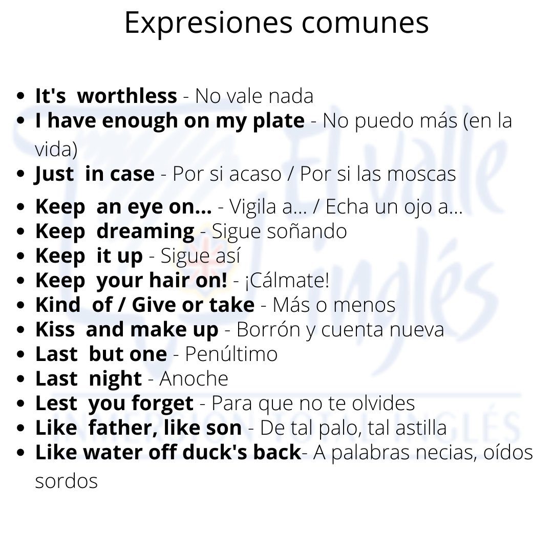 elvalleingles's tweet photo. ¿Quieres expresarte como un inglés nativo? ¿Te gustaría conocer las expresiones más comunes del inglés? 

Te traemos el segundo volumen de las expresiones más utilizadas para que puedas expresarte como lo harías en español sin miedo a equivocarte https://t.co/AXJlwZKDfe