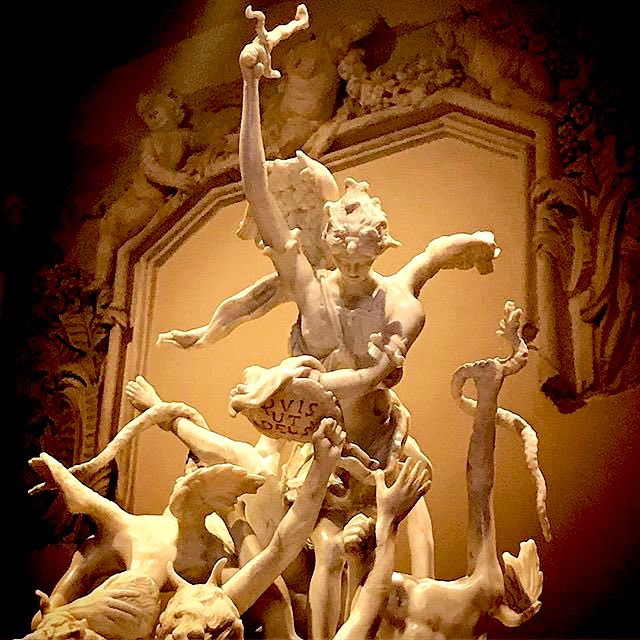OblTherese's tweet photo. In un unico blocco di marmo, la caduta degli Angeli ribelli . In alto S.Michele con la spada sguainata e lo scudo “Quis ut Deus”(scultoreA.Fasolato 1750)#Deus #arte https://t.co/pomR009g3P