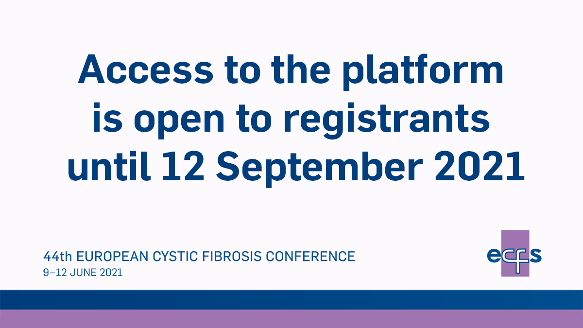 Thank you for participating in the ECFS 2021 Digital Conference. 
We are honoured that almost 2000 people joined us online!

All registrants have access to the platform, symposia recordings and industry resources until 12 September.
#ECFS2021 #CysticFibrosis #CFCommunity