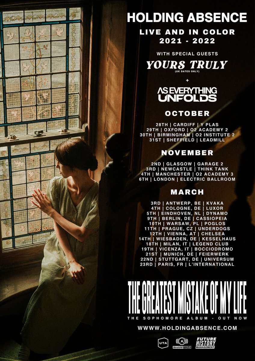 As Everything Unfolds (@aeuofficial) on Twitter photo 🌹UK/EU TOUR🌹
We’re so excited to announce that we will be joining <a href="/HoldingAbsence/">Holding Absence</a> on all dates of their October/November UK Headline tour alongside <a href="/YoursTruly_Band/">Yours Truly</a>! 🖤
We will also be joining Holding Absence on their EU Headline tour in March!
holdingabsence.com 🌹UK/EU TOUR🌹
We’re so excited to announce that we will be joining <a href="/HoldingAbsence/">Holding Absence</a> on all dates of their October/November UK Headline tour alongside <a href="/YoursTruly_Band/">Yours Truly</a>! 🖤
We will also be joining Holding Absence on their EU Headline tour in March!
holdingabsence.com