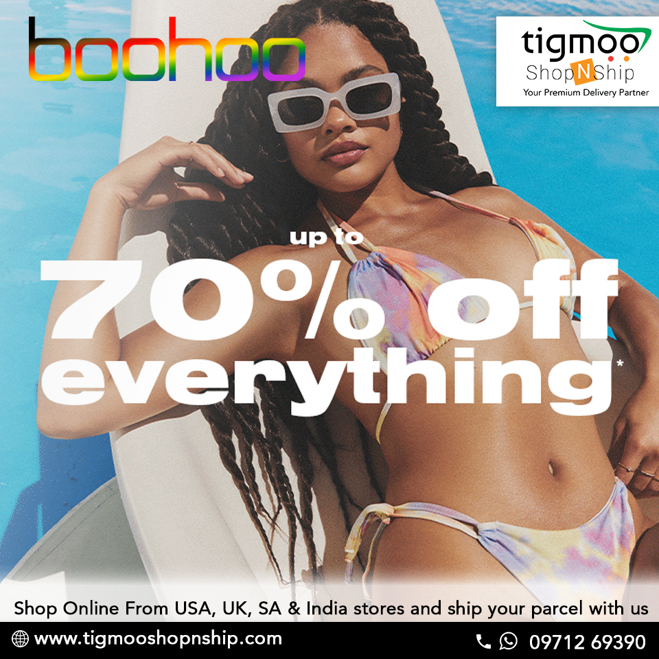 TigmooOnline's tweet photo. boohoo's biggest ever sale just dropped! Find the latest styles at affordable prices in our women's clothing sale and ... UP TO 70% OFF EVERYTHING!* grab the deal now here:https://t.co/KloB61kIPt &amp; ship your parcel with https://t.co/xIdZob7Uol https://t.co/L6GraVkZ1X