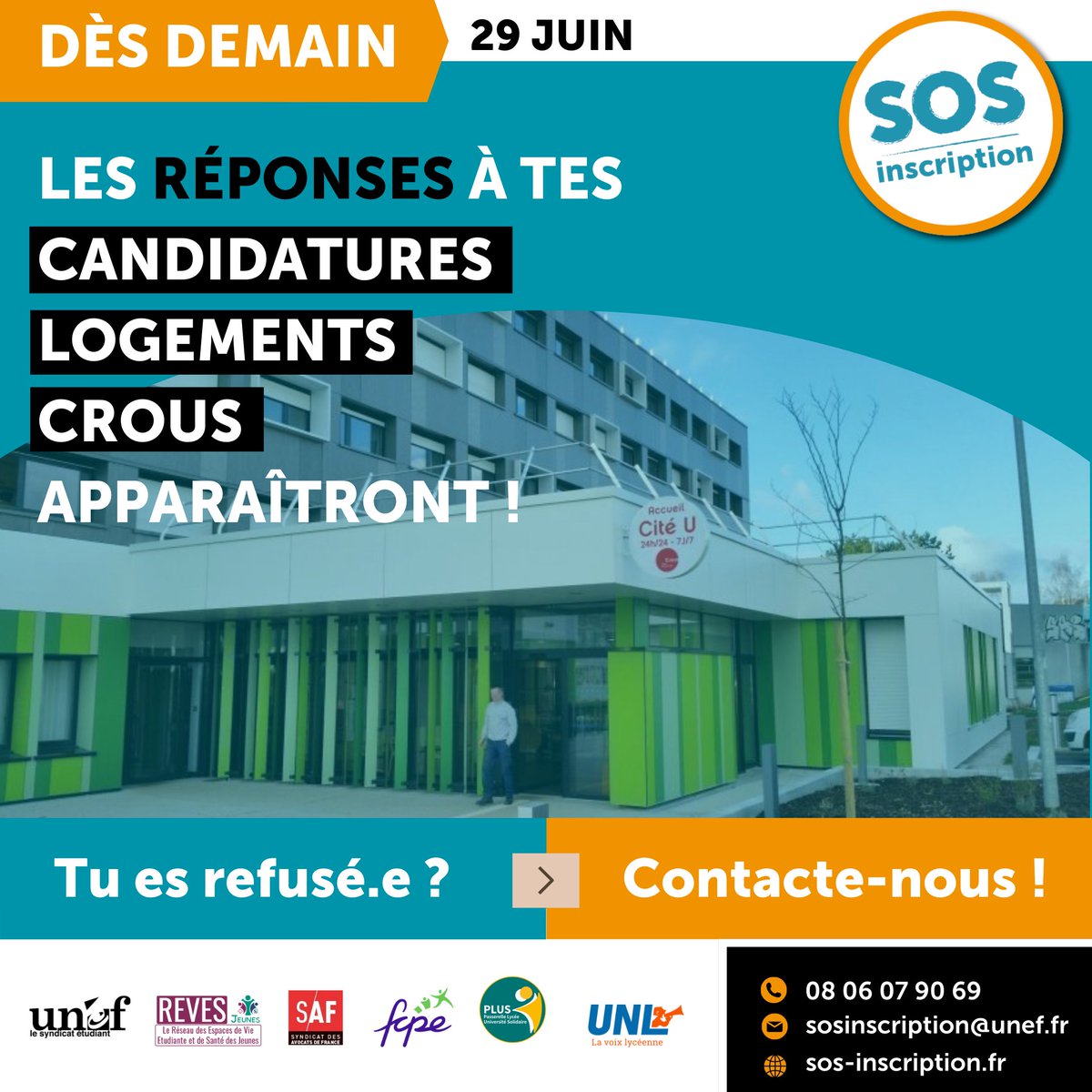 ⚠Demain mardi 29 juin, les réponses à tes vœux logements CROUS vont apparaître sur la plateforme ! 

😔Tu n’as eu que des refus ? 

👉Contacte-nous, des procédures de recours existent ! 😉

#SOSInscription #Crous #Logement #Etudiants #DSE