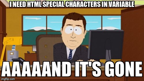 overflow_meme's tweet image. I need HTML special characters in variable stackoverflow.com/questions/6796… #laravelblade #laravel #html #php