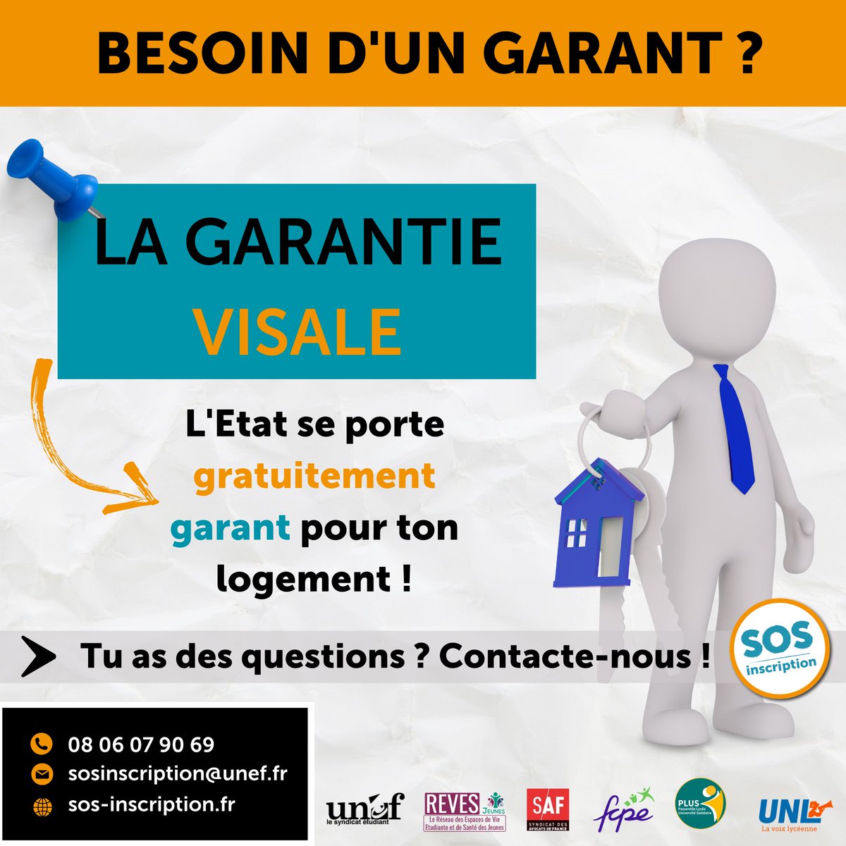 ⚠Besoin d’un garant pour ton logement étudiant et tu n’en trouves pas ?

🤝Avec le dispositif caution #Visale, l’Etat se porte garant pour ton logement !

👉Pour cela, teste ton éligibilité : site.actionlogement.fr/eligibilite-vi…

🙂#SOSInscription t’aide dans tes démarches! 

#Logement #DSE