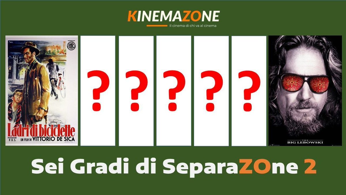 kinemazone's tweet photo. Il #18giugno cercheremo i collegamenti tra due grandi film: "Ladri di biciclette" e "Il grande Lebowski". Se vi va, proponete i titoli di cinque film intermediari con la motivazione del collegamento utilizzando i tag #6gradidiseparaZOne o #kinemazone https://t.co/TsJ9L2ZfYx
