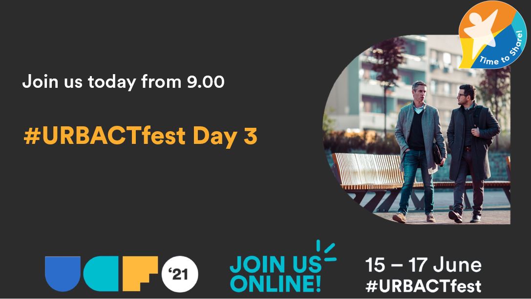 The doors open at 9.00 on the 3rd and final day of our #URBACTfest today!
Check out the programme and jump in at any point: bit.ly/3tmEsjI
Don’t miss out, cause it’s #TimeToShare!