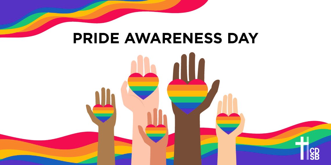 It’s 𝗣𝗿𝗶𝗱𝗲 𝗔𝘄𝗮𝗿𝗲𝗻𝗲𝘀𝘀 𝗗𝗮𝘆 🌈<a href="/HCDSB/">Halton Catholic DSB</a>! Today, and every day, let’s work together to nurture schools that are welcoming and inclusive where members of the 2SLGBTQ+ community feel 𝘃𝗮𝗹𝘂𝗲𝗱, 𝘀𝘂𝗽𝗽𝗼𝗿𝘁𝗲𝗱, and 𝘀𝗮𝗳𝗲.  ❤️🧡💛💚💙💜 #HCDSBPride #WeAllBelong