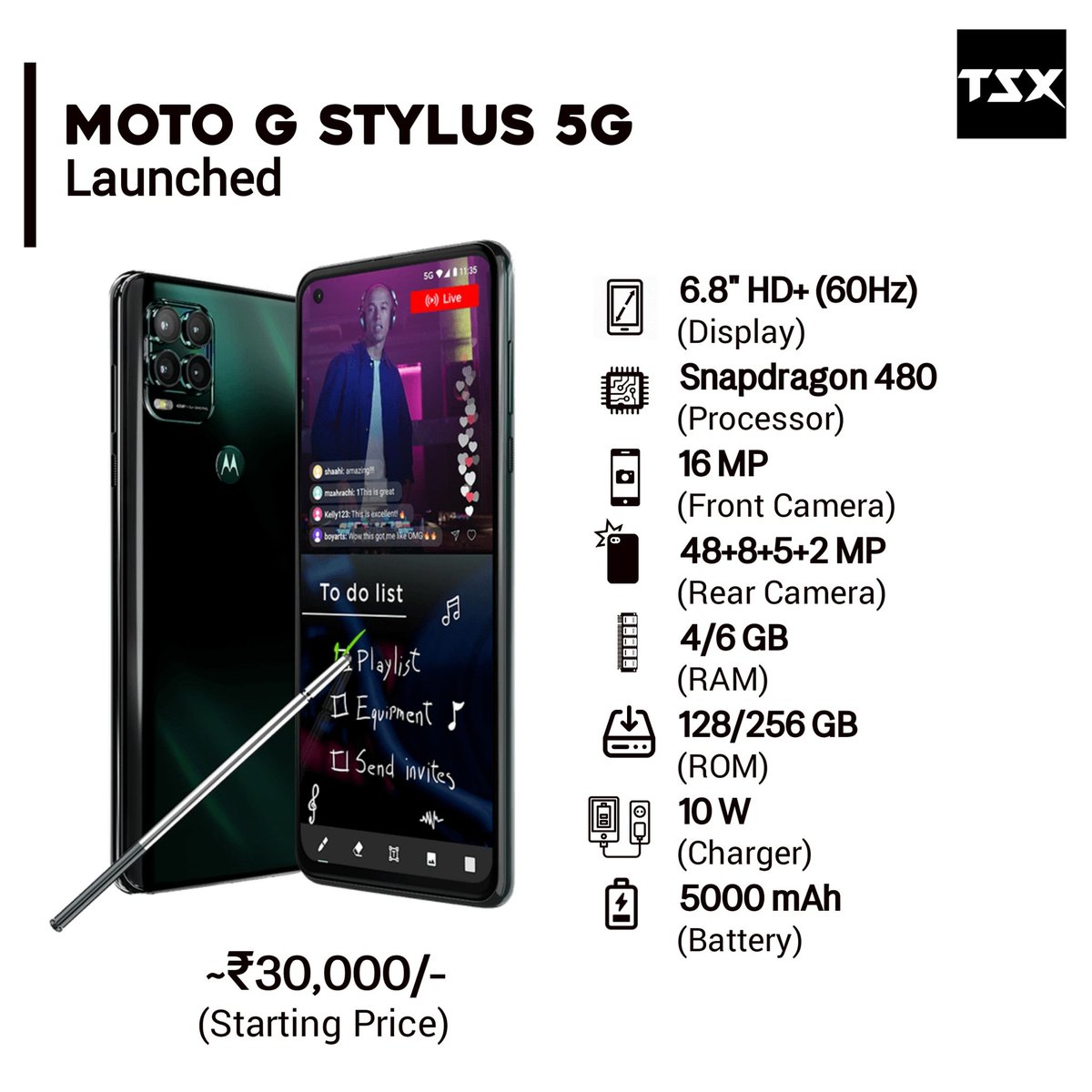 TECHSmartX's tweet photo. Moto G Stylus 5G Launched.

Follow us for Tech Updates @TECHSmartX

#motorola #moto #motorola5G #moto #motogstyuls5g #motog #micromaxinab #micromax #xiaomi #redmik30pro #nokia #nokia34 #samsung #oppo #vivo #xiaomi #mi #realme #apple #smartphones  #technews #technology #TechSmart https://t.co/qHuDS9M9FR