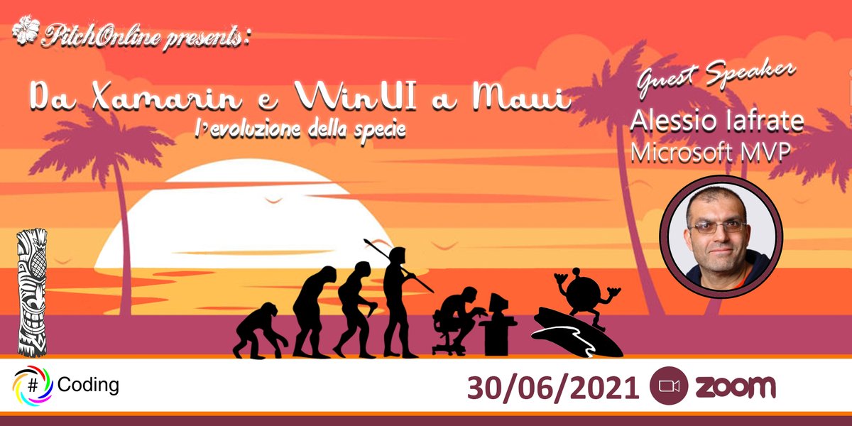 ivanoscifoni's tweet image. Ed eccoci giunti al nostro appuntamento con #PitchOnLine, dove parleremo di Maui.
Maui sarà l futuro dello sviluppo multipiattaforma con tecnologie Microsoft.
Per partecipare registratevi al seguente link
eventbrite.it/e/biglietti-pi…
#SharpCoding #MAUI #Microsoft