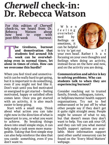 TOPIC Research Group (@topic_group) on Twitter photo Feeling tired and unmotivated? Read some useful advice from Dr <a href="/Becca_J_Watson/">Becca Watson</a>!
👇issuu.com/cherwellonline… Feeling tired and unmotivated? Read some useful advice from Dr <a href="/Becca_J_Watson/">Becca Watson</a>!
👇issuu.com/cherwellonline…
