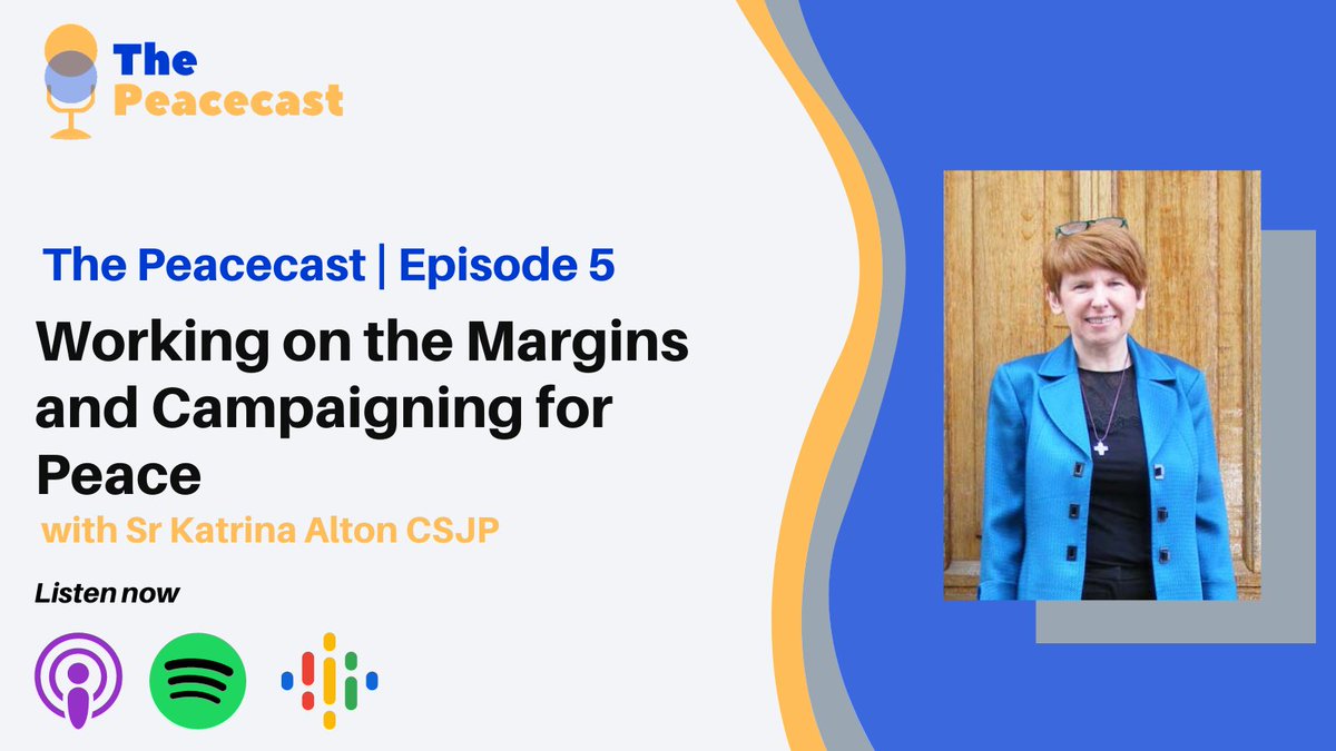 🎉Episode 5 OUT NOW🎉 @SrKatrinaCSJP shares with us her journey of becoming a nun in @SistersofPeace, her experiences of protesting against a gun factory in her local area and the importance of listening to the voices of the marginalised. 🎧Listen here: lght.ly/g884