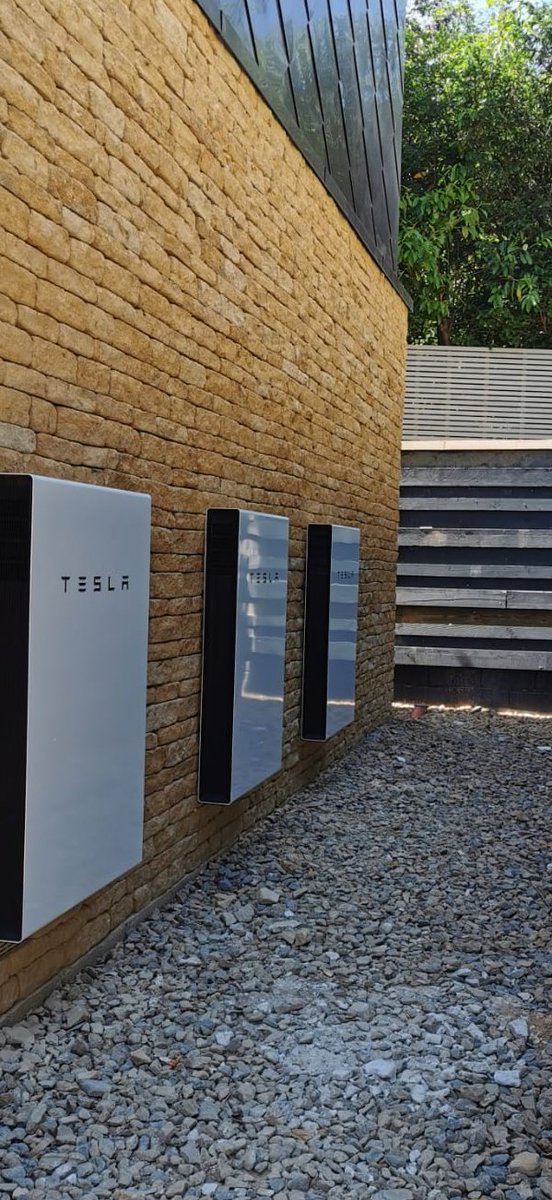 Really smart job on a lovely designed new build with 3x <a href="/Tesla/">Tesla</a> #Powerwall complimenting 27kWp on the roof using #QCells and <a href="/Enphase/">Enphase Energy</a> Microinverters
