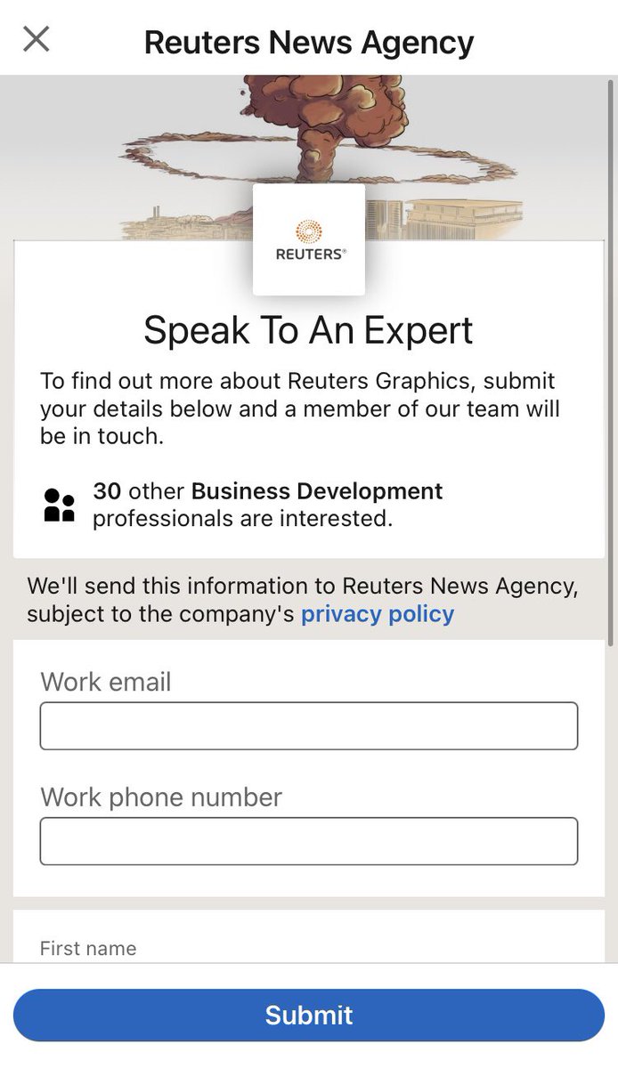 joeyalarilla's tweet photo. Seriously, @ReutersAgency? You don’t see anything wrong with using the #Beirutblast for an ad to promote #ReutersGraphics? 

Trivializing a tragedy to convince people to “speak to an expert today” so they can “bring [their] content to life”?

#Reuters https://t.co/oJJOSqon7M